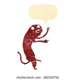 cartoon gross little monster with speech bubble