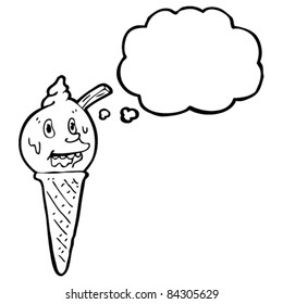 cartoon gross retro melting ice cream character