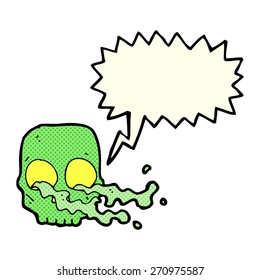 cartoon gross skull with speech bubble