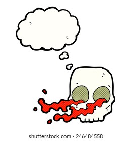 cartoon gross skull with thought bubble