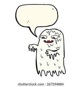 caricatura de fantasma delgado bruto con burbuja de habla