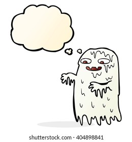 cartoon gross slime ghost with thought bubble