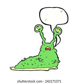 cartoon gross slug with speech bubble