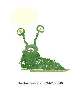 cartoon gross slug with speech bubble