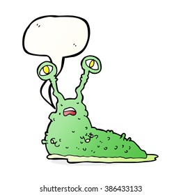 cartoon gross slug with speech bubble