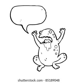 cartoon gross toad with speech bubble