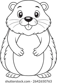 Cartoon groundhog coloring sheet with fun animal drawing for kids seasonal coloring fun