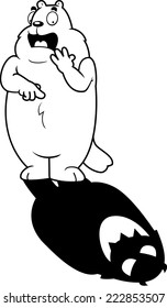 A cartoon groundhog scared of his shadow.