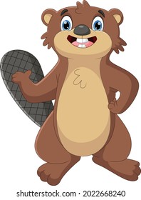 cartoon groundhog waving isolated on white background