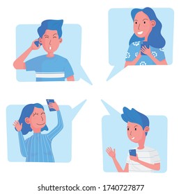 A cartoon of a group of friend and colleague having a video call conference from home