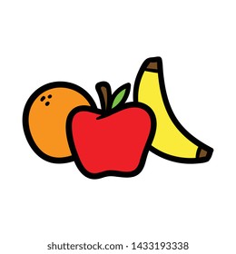 Cartoon Group of Fruits Vector Illustration