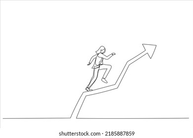 Cartoon of growth, balance, success, business opportunities concept. Continuous line art
