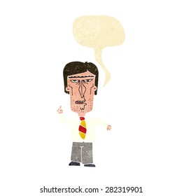 cartoon grumpy boss with speech bubble