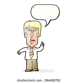 cartoon grumpy boss with speech bubble
