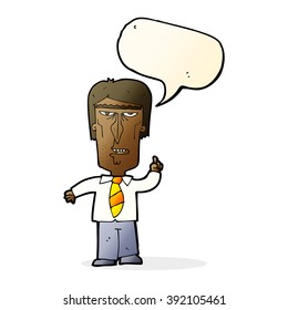 cartoon grumpy boss with speech bubble