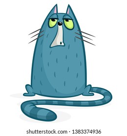 Cartoon grumpy cat. Cute fat cartoon cat illustration with funny expression