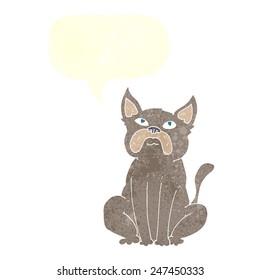 cartoon grumpy little dog with speech bubble