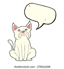 caricatura gruñón perro pequeño con burbuja de habla