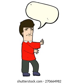 cartoon grumpy man with speech bubble