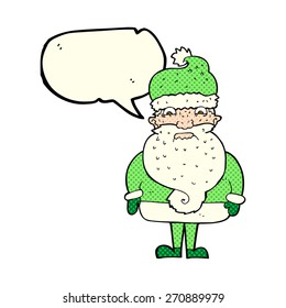 cartoon grumpy santa claus with speech bubble