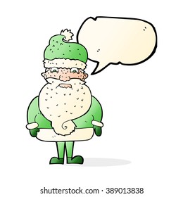 cartoon grumpy santa claus with speech bubble