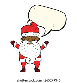 cartoon grumpy santa with speech bubble