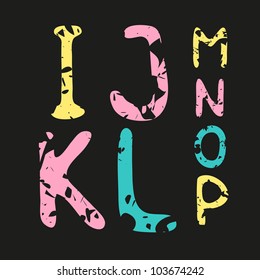 Cartoon grunge alphabet, vector illustration