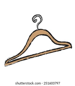 cartoon grunge coat hanger, vector illustration