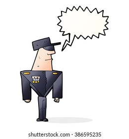 cartoon guard with speech bubble