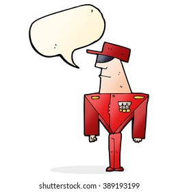 guardia de caricaturas con burbuja de habla