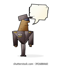 cartoon guard with speech bubble