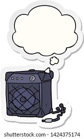 cartoon guitar amp with thought bubble as a printed sticker