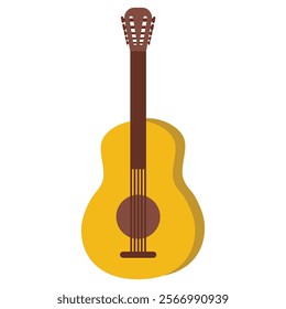 Cartoon guitar in flat style isolated on white background. Musical instrument.