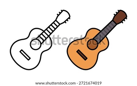 Cartoon Guitar Flat Vector Illustration