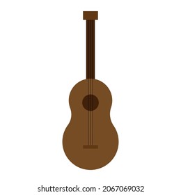 Cartoon guitar. Hand drawn. Music concept. Audio instrument. Vintage doodle. Comic art. Vector illustration. Stock image.