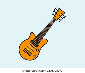 Cartoon Guitar icon illustration template for many purpose. Drawing lesson for children. Vector illustration	