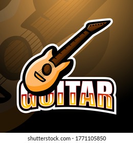Cartoon guitar Mascot logo design