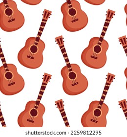 Cartoon guitar pattern on a white background.