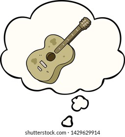 cartoon guitar with thought bubble