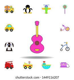 cartoon guitar toy colored icon. set of children toys illustration icons. signs, symbols can be used for web, logo, mobile app, UI, UX