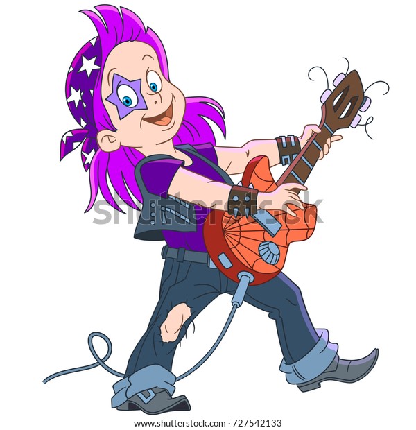 Cartoon Guitarist Rock Roll Band Playing Stock Vector (Royalty Free ...