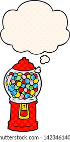 cartoon gumball machine with thought bubble in comic book style