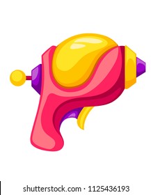 Cartoon gun. Flat vector colorful toy. Space laser gun design. Vector illustration isolated on white background.