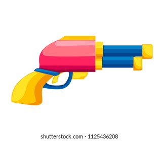 Cartoon gun. Flat vector colorful toy. Space laser gun design. Vector illustration isolated on white background.