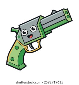 Cartoon Gun with a Happy Expression