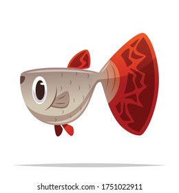 Cartoon guppy fish vector isolated illustration