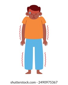 cartoon guy with dengue disease isolated