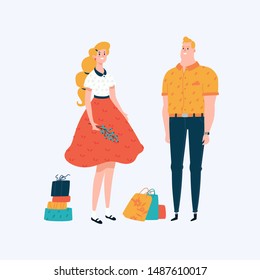 Cartoon guy and girl. Vector. Illustration of funny characters. Heroes for a business project. Flat style. Heroes and mascots for the store.