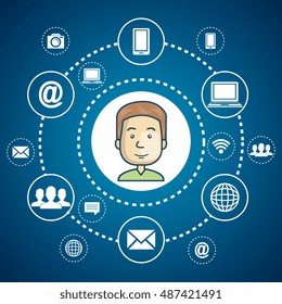 cartoon guy internet communication media web graphic