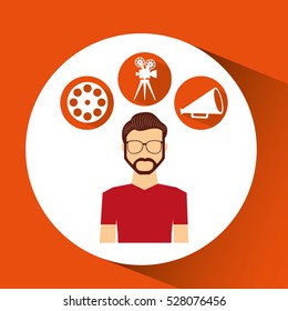 cartoon guy movie icons vector illustration eps 10